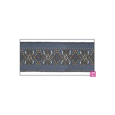 606034-50-07 CINTA JACQUARD ALTEA 50 MM. POLIESTER 100% AZUL/DORADO Venta en piezas de 10.00 M