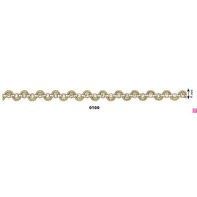 613576-100 CADENA FANTASIA RADIO 9 MM. ABS+CRISTAL DORADO Venta en piezas de 9.10 M