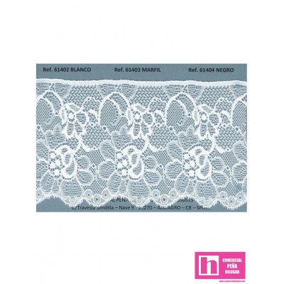 61402 PUNTILLA NYLON  ELASTICO ADRIANO 85 MM. POLIAMIDA 100% BLANCO Venta en piezas de 20.00 M