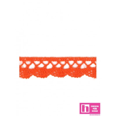 61476 PUNTILLA BOLILLO TRAVIATA 15 MM. ALGODON 100% NARANJA Venta en piezas de 20.00 M