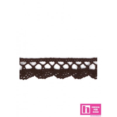 61477 PUNTILLA BOLILLO TRAVIATA 15 MM. ALGODON 100% CHOCOLATE Venta en piezas de 20.00 M