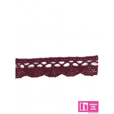 61488 PUNTILLA BOLILLO TRAVIATA 15 MM. ALGODON 100% GRANATE Venta en piezas de 20.00 M