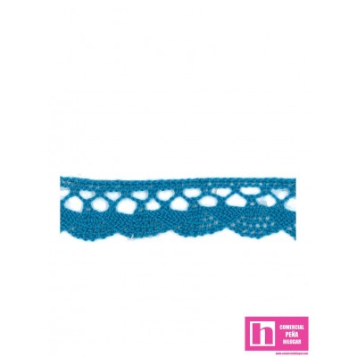 61501 PUNTILLA BOLILLO TRAVIATA 15 MM. ALGODON 100% TURQUESA Venta en piezas de 20.00 M