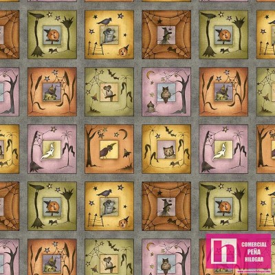 63231 PATCH.AMERICANO HALLOWEEN ON BROOM ST. (13) 110 CM. ALGODON 100% MULTI Venta en piezas de 6.80 M