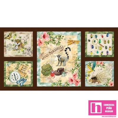 63977 PATCH.AMERICANO EXPLORER (09)  PANEL 110X60 CM. ALGODON 100% MULTI Venta en piezas de 6.80 M