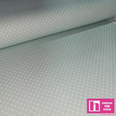 64171-6005 PIQUE ESTAMPADO BERNAL (07)-TOPITOS 1.60 M. 170 GR/M2. ALGODON 100% AGUA/BLANCO Venta en piezas de 6.00 M