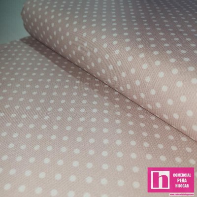 64172-5007 PIQUE ESTAMPADO BERNAL (11)-TOPOS 1.60 M. 170 GR/M2. ALGODON 100% MAQUILLAJE/BLANCO Venta en piezas de 6.00 M