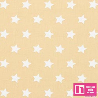 64175-0001 PIQUE ESTAMPADO BERNAL (37)-ESTRELLAS 1.60 M. 170 GR/M2. ALGODON 100% BEIG/BLANCO Venta en piezas de 6.00 M
