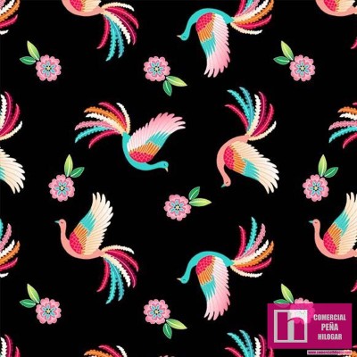 64647 PATCH.AMERICANO ENCHANTED DREAMS (11) 110 CM. ALGODON 100% NEGRO Venta en piezas de 6.80 M