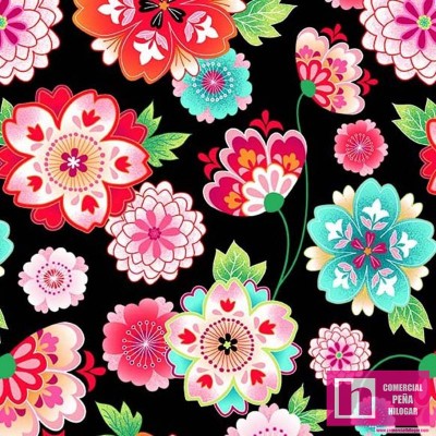 64655 PATCH.AMERICANO ENCHANTED DREAMS (19) 110 CM. ALGODON 100% NEGRO/MULTI Venta en piezas de 6.80 M