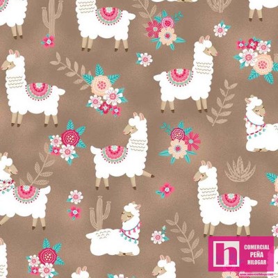 64664 PATCH.AMERICANO LLAMA NIRVANA (08) 110 CM. ALGODON 100% MARRON Venta en piezas de 6.80 M