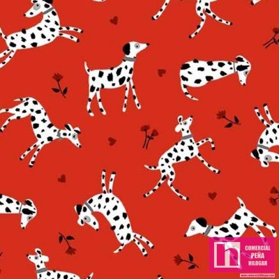 64696 PATCH.AMERICANO BOW-WOW-WOW (23) 110 CM. ALGODON 100% ROJO Venta en piezas de 6.80 M