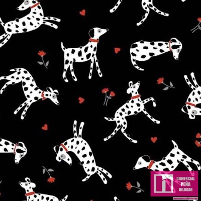 64697 PATCH.AMERICANO BOW-WOW-WOW (24) 110 CM. ALGODON 100% NEGRO Venta en piezas de 6.80 M