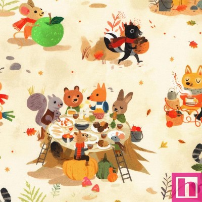 P135-AKFD-22592-14 PATCH. AMERICANO FOREST FEAST (01) 110 CM. ALGODON 100% MELOCOTON Venta en piezas de 7.00 M