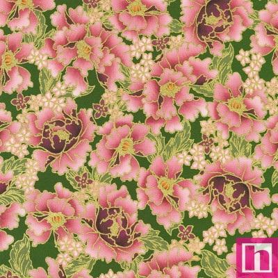 P135-SRKDM-23505-45 PATCH. AMERICANO IMPERIAL COLLECTION - GRACEFUL GRANES (03) 110 CM. ALGODON 100% VERDE/METALLIC Venta en pie