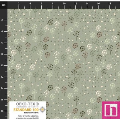 P137-4504-089 PATCH.AMERICANO BOBBINS AND BLOOMS (12) 110 CM. ALGODON 100% VERDE Venta en piezas de 6.00 M