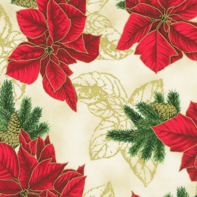 P137-SRKM-23700-84 PATCH. AMERICANO HOLIDAY FLOURISH - FOREST GLEN (01) 110 CM. ALGODON 100% CREMA/DORADO METALLIC Venta en piez