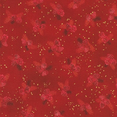 P137-SRKM-23707-113 PATCH. AMERICANO HOLIDAY FLOURISH - FOREST GLEN (38) 110 CM. ALGODON 100% FRAMBUESA/DORADO METALLIC Venta en