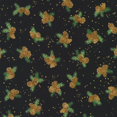 P137-SRKM-23707-2 PATCH. AMERICANO HOLIDAY FLOURISH - FOREST GLEN (42) 110 CM. ALGODON 100% NEGRO/DORADO METALLIC Venta en pieza