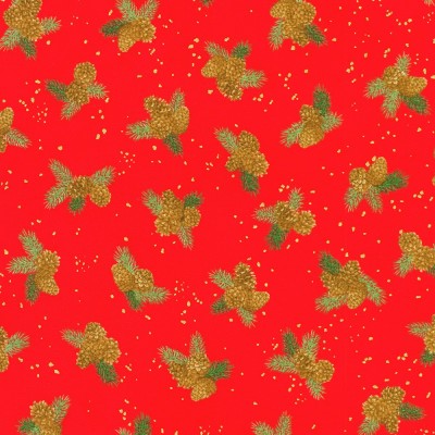 P137-SRKM-23707-91 PATCH. AMERICANO HOLIDAY FLOURISH - FOREST GLEN (28) 110 CM. ALGODON 100% ROJO/DORADO METALLIC Venta en pieza