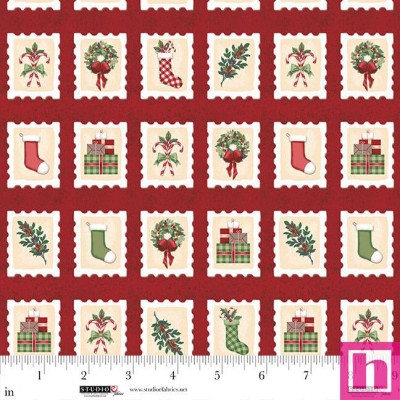 P140-8310-88 PATCH. AMERICANO CHRISTMAS VILLAGE (02) 110 CM. ALGODON 100% ROJO/MULTI Venta en piezas de 7.00 M
