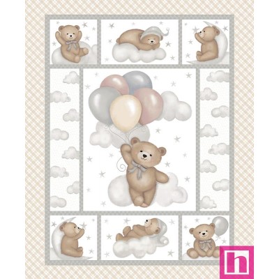 P140-8526P-34 PATCH. AMERICANO SLEEPY TEDDY (01) PANEL 90X110 CM. ALGODON 100% BLANCO/CREMA Venta en piezas de 7.00 M