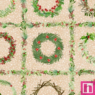 P17-MAS10880-E PATCH. AMERICANO WINTER WREATHS (20) 110 CM. ALGODON 100% BEIG Venta en piezas de 7.00 M