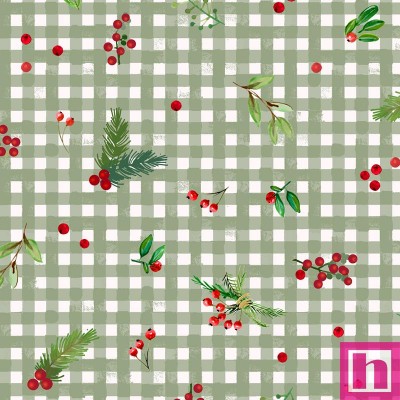 P17-MAS10883-G PATCH. AMERICANO WINTER WREATHS (11) 110 CM. ALGODON 100% VERDE Venta en piezas de 7.00 M