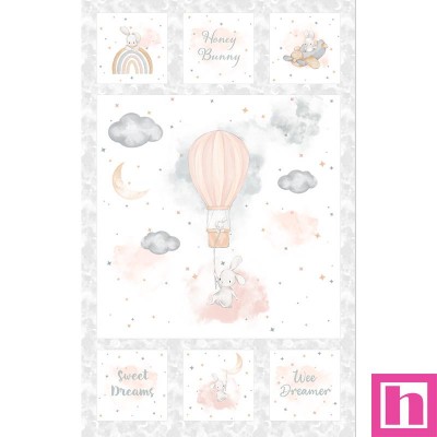 P17-MAS10910-WK PATCH. AMERICANO HONEY BUNNY (12) PANEL 70X110 CM. ALGODON 100% BLANCO Venta en piezas de 7.00 M