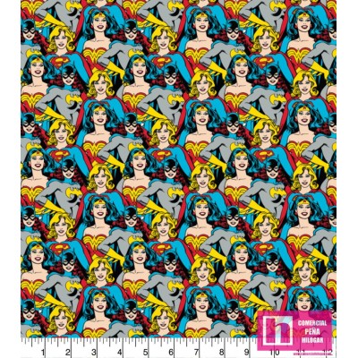 P86-23400810VS PATCH. AMERICANO DC COMIC HEROINES STACKED (01) 110 CM. ALGODON 100% MULTI Venta en piezas de 1.00 C