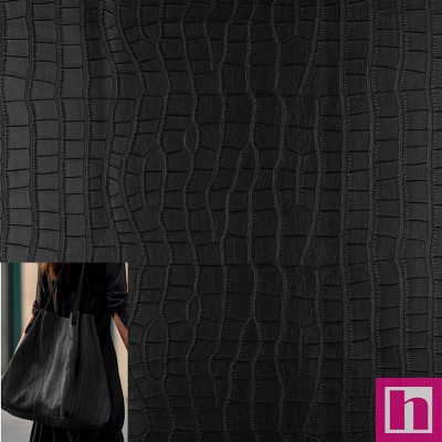 P94-3686-001 POLIPIEL FANTASIA DAVIDA (01) 138 CM. 340 GR/M2. PU.50%-POLIESTER 50% NEGRO Venta en piezas de 11.00 M