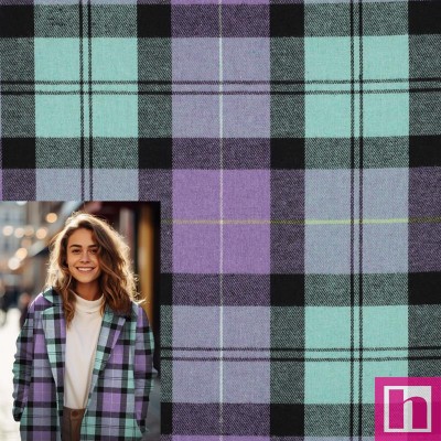 P94-3692-001 VIYELA CUADROS BRODIE (02) 145 CM. 150 GR/M2. POLIESTER 100% LILA/MENTA Venta en piezas de 6.00 M