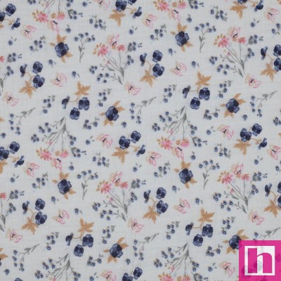 P94-4914-001 DOBLE GASA ESTAMPADA AURORE (02) 135 CM. 125 GR/M2. ALGODON 100% BLANCO Venta en piezas de 6.00 M