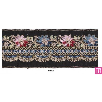 131620-02 GALON FANTASIA PROTEO 65 MM. POLIESTER+PET NEGRO/DORADO Venta en piezas de 9.10 M