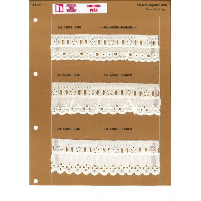 43844 FRUNCIDO BATISTA LYDYA POLIESTER 60%-ALGODON 40% BLANCO Venta en piezas de 11.00 M