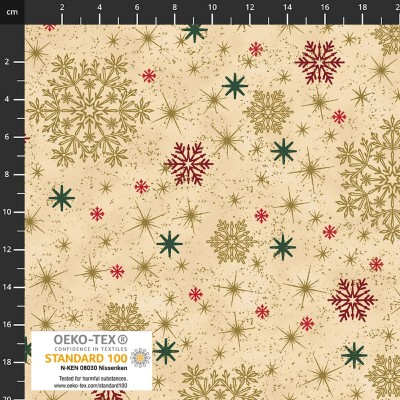 4593-200 PATCH.AMERICANO SNOW CRYSTALS (17) 110 CM. ALGODON 100% VAINILLA/DORADO METALLIC Venta en piezas de 6.00 M