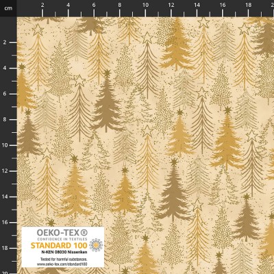 4593-203 PATCH.AMERICANO SNOW CRYSTALS (23) 110 CM. ALGODON 100% VAINILLA/DORADO METALLIC Venta en piezas de 6.00 M