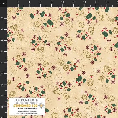 4593-204 PATCH.AMERICANO SNOW CRYSTALS (18) 110 CM. ALGODON 100% VAINILLA/DORADO METALLIC Venta en piezas de 6.00 M