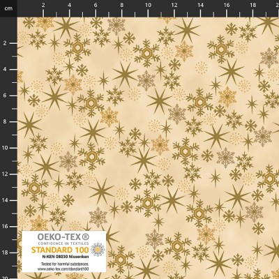 4593-206 PATCH.AMERICANO SNOW CRYSTALS (25) 110 CM. ALGODON 100% VAINILLA/DORADO METALLIC Venta en piezas de 6.00 M