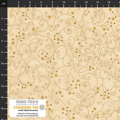 4593-210 PATCH.AMERICANO SNOW CRYSTALS (27) 110 CM. ALGODON 100% VAINILLA/DORADO METALLIC Venta en piezas de 6.00 M