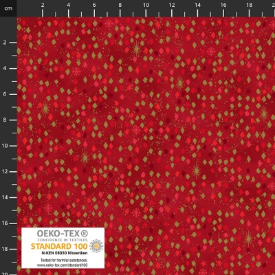 4593-404 PATCH.AMERICANO SNOW CRYSTALS (02) 110 CM. ALGODON 100% ROJO/DORADO METALLIC Venta en piezas de 6.00 M