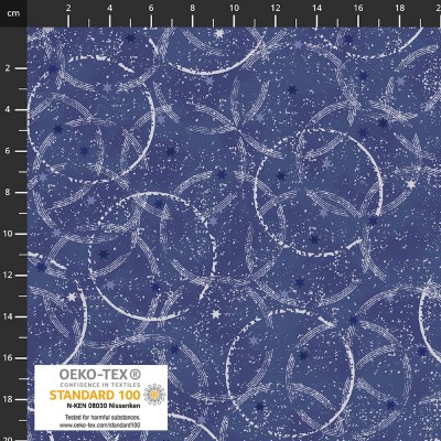 4593-601 PATCH.AMERICANO SNOW CRYSTALS (44) 110 CM. ALGODON 100% MARINO/PLATA METALLIC Venta en piezas de 6.00 M