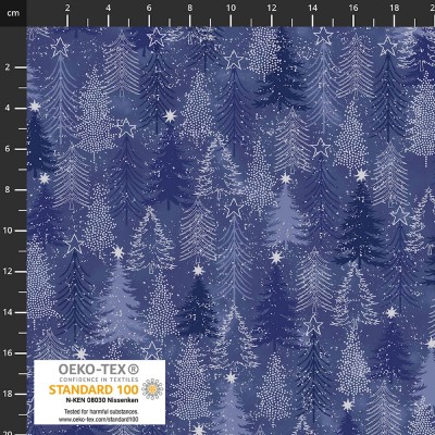 4593-603 PATCH.AMERICANO SNOW CRYSTALS (40) 110 CM. ALGODON 100% MARINO/PLATA METALLIC Venta en piezas de 6.00 M