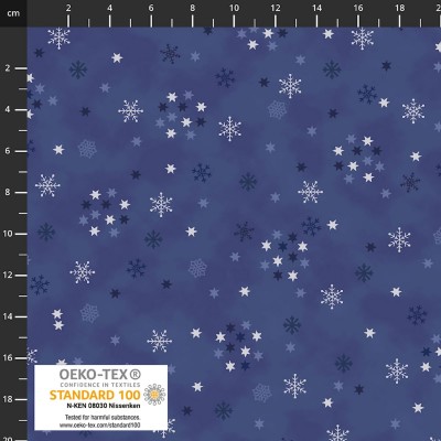 4593-605 PATCH.AMERICANO SNOW CRYSTALS (46) 110 CM. ALGODON 100% MARINO/PLATA METALLIC Venta en piezas de 6.00 M
