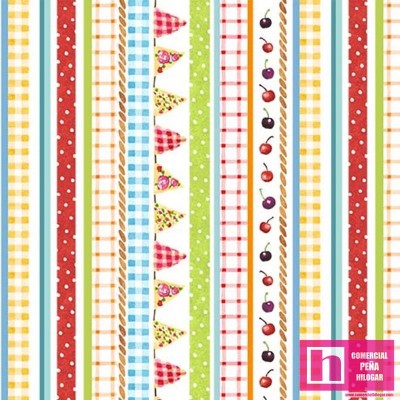 63641 PATCH.AMERICANO PICNIC BY THE LAKE  (12) 110 CM. ALGODON 100%  BLANCO/MULTI Venta en piezas de 6.80 M