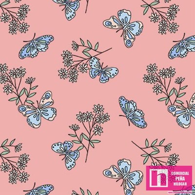 63728 PATCH.AMERICANO PETITE GARDEN (14) 110 CM. ALGODON 100% ROSA Venta en piezas de 6.80 M