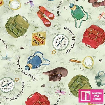 63970 PATCH.AMERICANO EXPLORER (02) 110 CM. ALGODON 100% VERDE SALVIA Venta en piezas de 6.80 M