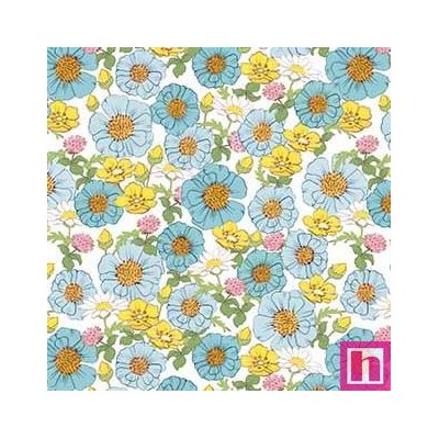 65913 PATCH.AMERICANO SUNSHINE AND SANDCASTLES (14) 110 CM. ALGODON 100% BLANCO/CELESTE Venta en piezas de 6.80 M