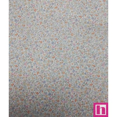 67319 VIENA ESTAMPADA CARMELE (01) 145 CM. 120 GR/M2. ALGODON ORGANICO 100% BLANCO/NARANJA Venta en piezas de 7.00 M