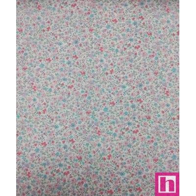 67320 VIENA ESTAMPADA CARMELE (02) 145 CM. 120 GR/M2. ALGODON ORGANICO 100% BLANCO/ROSA Venta en piezas de 7.00 M